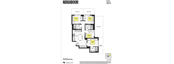 A black and white floor plan for a property by TOWNLINE shows a 4 bedroom, 3 bathroom layout.