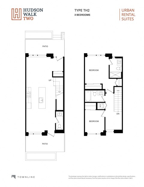 floor plan of the 2 bedroom apartment