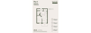 A floor plan for a one bedroom, one bathroom apartment.