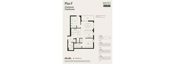 A floor plan for a 2 bedroom, 2 bathroom apartment is shown.