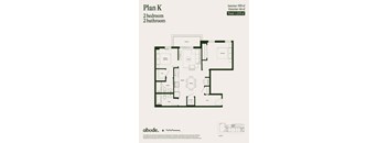 A floor plan for Plan K shows a 2 bedroom, 2 bathroom apartment.