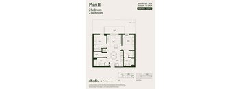 A floor plan for a two bedroom, two bathroom apartment.