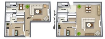 1 Bedroom Floor Plan at Napa Apartments, Spokane, WA