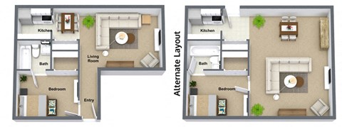 1 Bedroom Floor Plan at Napa Apartments, Spokane, WA