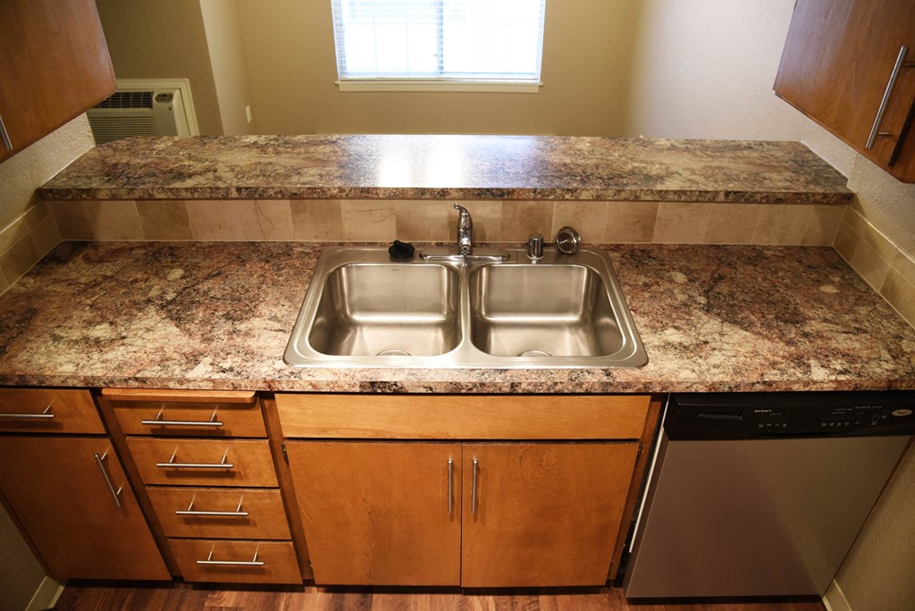 Kitchen cabinets at Graymayre Crossing Apartments, Washington