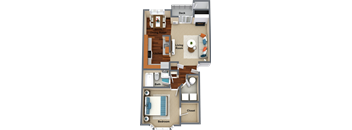 1 bedroom 1 bathroom floor plan B 764 Sq.Ft. at Graymayre Crossing Apartments, Spokane, WA