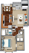 1 bedroom 1 bathroom floor plan B 1 bedroom 1 bathroom floor plan B 764 Sq.Ft. at Graymayre Crossing Apartments, Spokane, WA