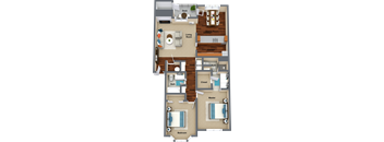 2 bedroom 2 bathroom floor plan C 1,168 Sq.Ft. at Graymayre Crossing Apartments, Washington