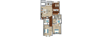 2 bedroom 2 bathroom floor plan B 1,161 Sq.Ft. at Graymayre Crossing Apartments, Spokane