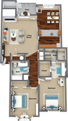 2 bedroom 2 bathroom floor plan B 2 bedroom 2 bathroom floor plan B 1,161 Sq.Ft. at Graymayre Crossing Apartments, Spokane
