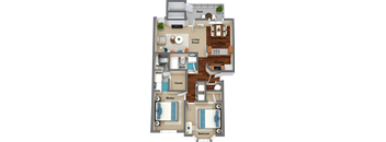 2 bedroom 2 bathroom floor plan E 1,029 Sq.Ft. at Graymayre Crossing Apartments, Spokane, WA, 99208