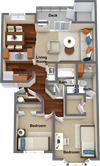 2 bedroom 2 bathroom floor plan A 2 bedroom 2 bathroom floor plan A 1,037 Sq.Ft. at Graymayre Crossing Apartments, Spokane, Washington