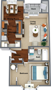 1 bedroom 1 bathroom floor plan 1 bedroom 1 bathroom floor plan 704 Sq.Ft. at Graymayre Crossing Apartments, Washington, 99208