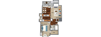 1 bedroom 1 bathroom floor plan A 727 Sq.Ft. at Graymayre Crossing Apartments, Spokane, WA, 99208