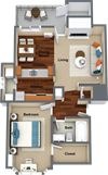 1 bedroom 1 bathroom floor plan A 1 bedroom 1 bathroom floor plan A 727 Sq.Ft. at Graymayre Crossing Apartments, Spokane, WA, 99208