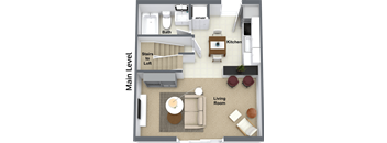 1 Bedroom Floor Plan at Hogan Apartments, Spokane, WA, 99207