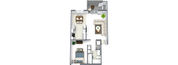 1 Bedroom Floor Plan at Knightsbridge Apartments, Washington, 99208