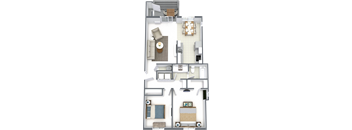 2 Bedroom Floor Plan at Knightsbridge Apartments, Spokane, WA, 99208