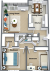 Lyons Court 2 bedroom 963 Sq.Ft.