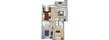 2 Bedroom 2 Bathroom Floor Plan at Parc Grand Apartments, Washington