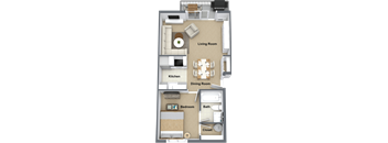 1 Bed Floor Plan at Railhead Apartments, Spokane, WA, 99202