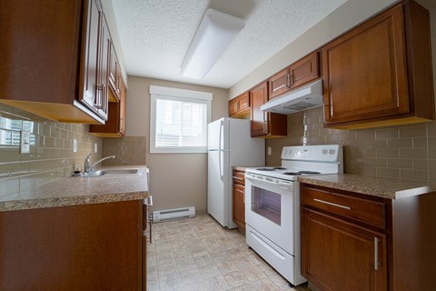 Fully Equipped Kitchen at Railhead Apartments, Spokane