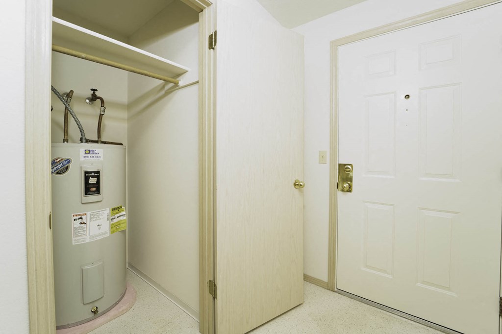 Front door closet at Morning Glory Circle Apartments, Spokane, Washington