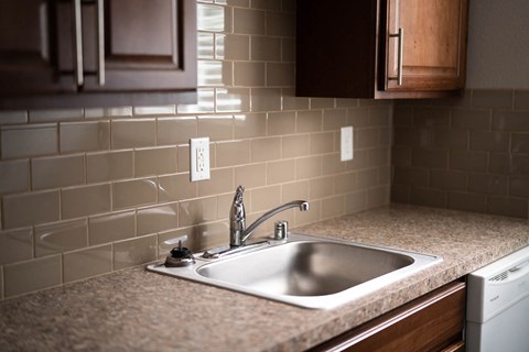 Renovated Bathrooms With Quartz Counters at Railhead Apartments, Spokane, WA, 99202