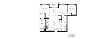 A black and white image of a floor plan for Unit B3.