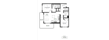 A black and white image of a floor plan for a unit labeled B6.
