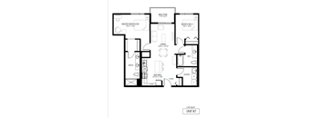 A black and white image of a floor plan for a unit labeled B7.