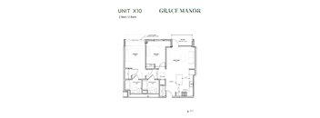 A floor plan for a 2 bedroom, 2 bathroom unit at Grace Manor.
