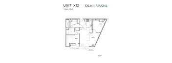 A floor plan for a 2 Bed/2 Bath unit at Grace Manor.
