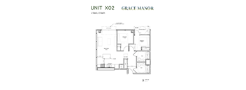 A floor plan for a 2 Bed/2 Bath unit at Grace Manor.