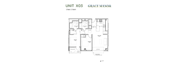 A floor plan for a 2 Bed/2 Bath unit at Grace Manor.