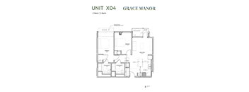A floor plan for a 2 bedroom, 2 bathroom unit at Grace Manor.