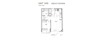 A floor plan for a 1 bedroom unit at Grace Manor.