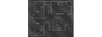 a floor plan of a studio apartment with a living room and a dining room