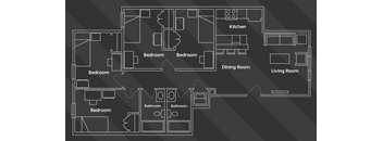 a floor plan of a small apartment with a living room and a dining room