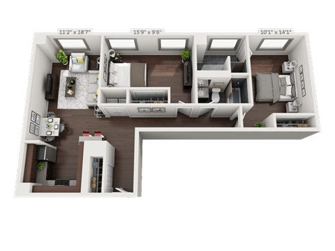 a floor plan of a 3 bedroom apartment