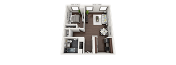 a floor plan of a 1 bedroom apartment