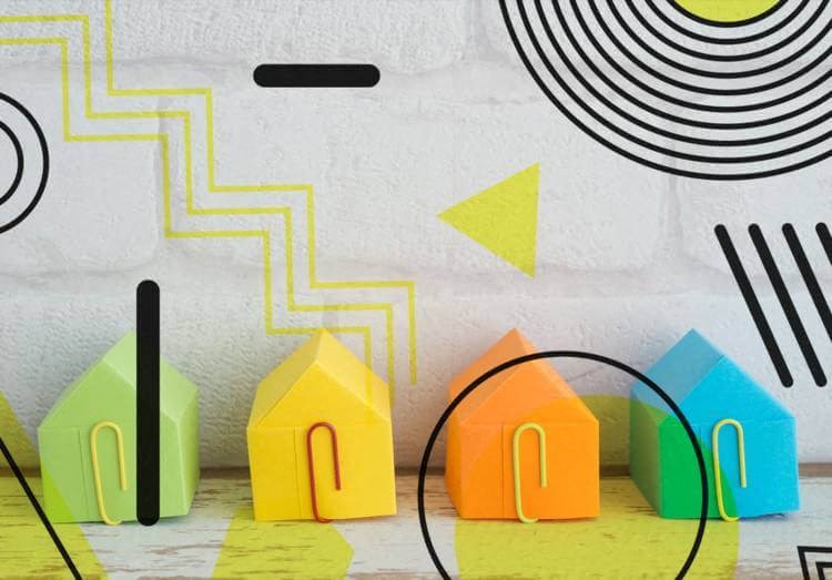 a group of small houses sitting next to each other