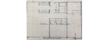 a drawing of a plan of a room with a wheelchair