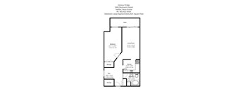 A floor plan of a one bedroom apartment.