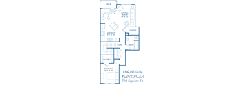 A floor plan of a 750 square feet bedroom.