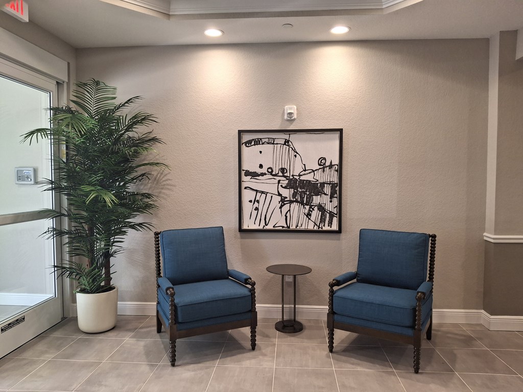Seating area in the entrance at Madison Highlands 55+ Community Tampa Florida