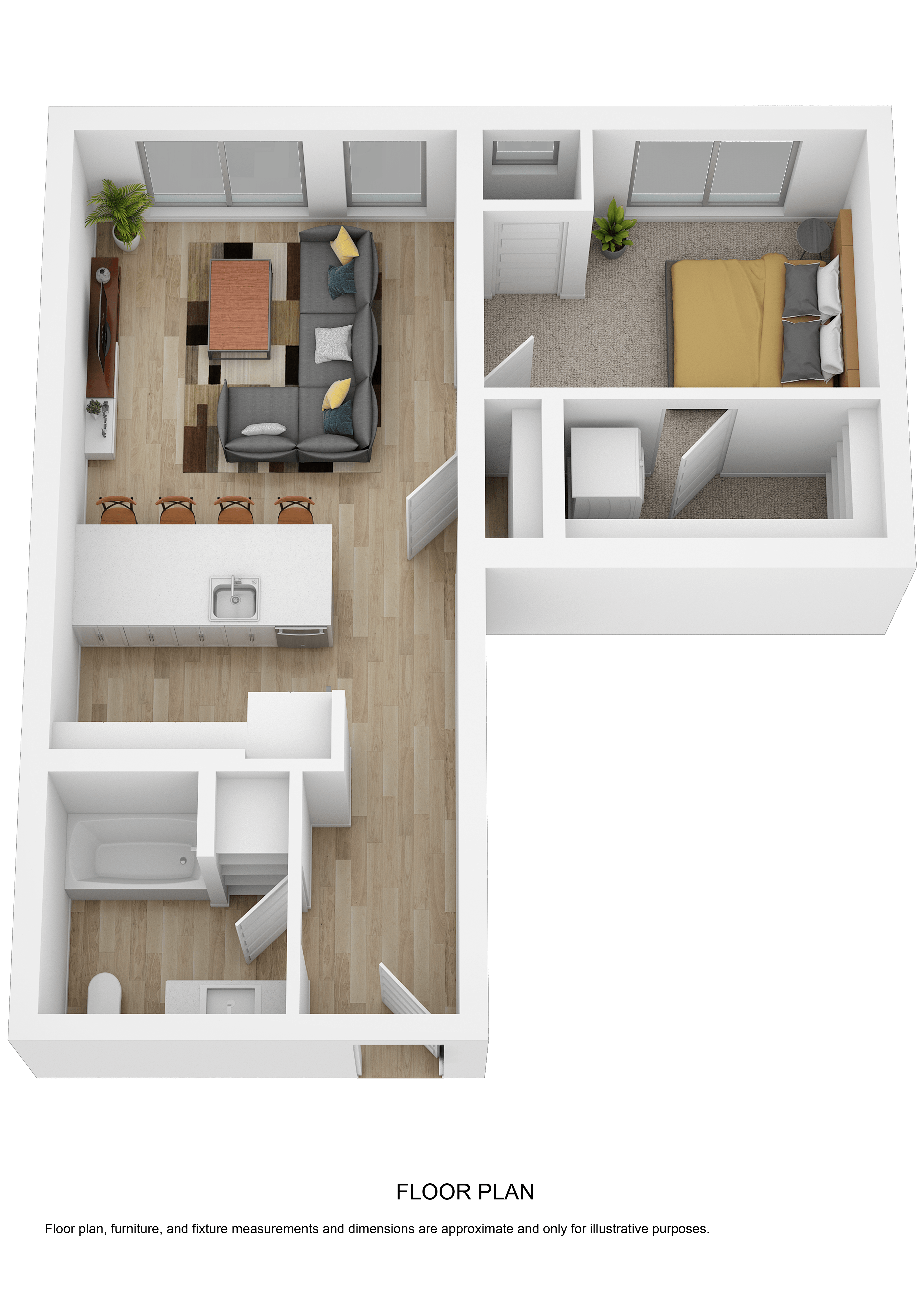 a floor plan of a room with a bedroom and a living room
