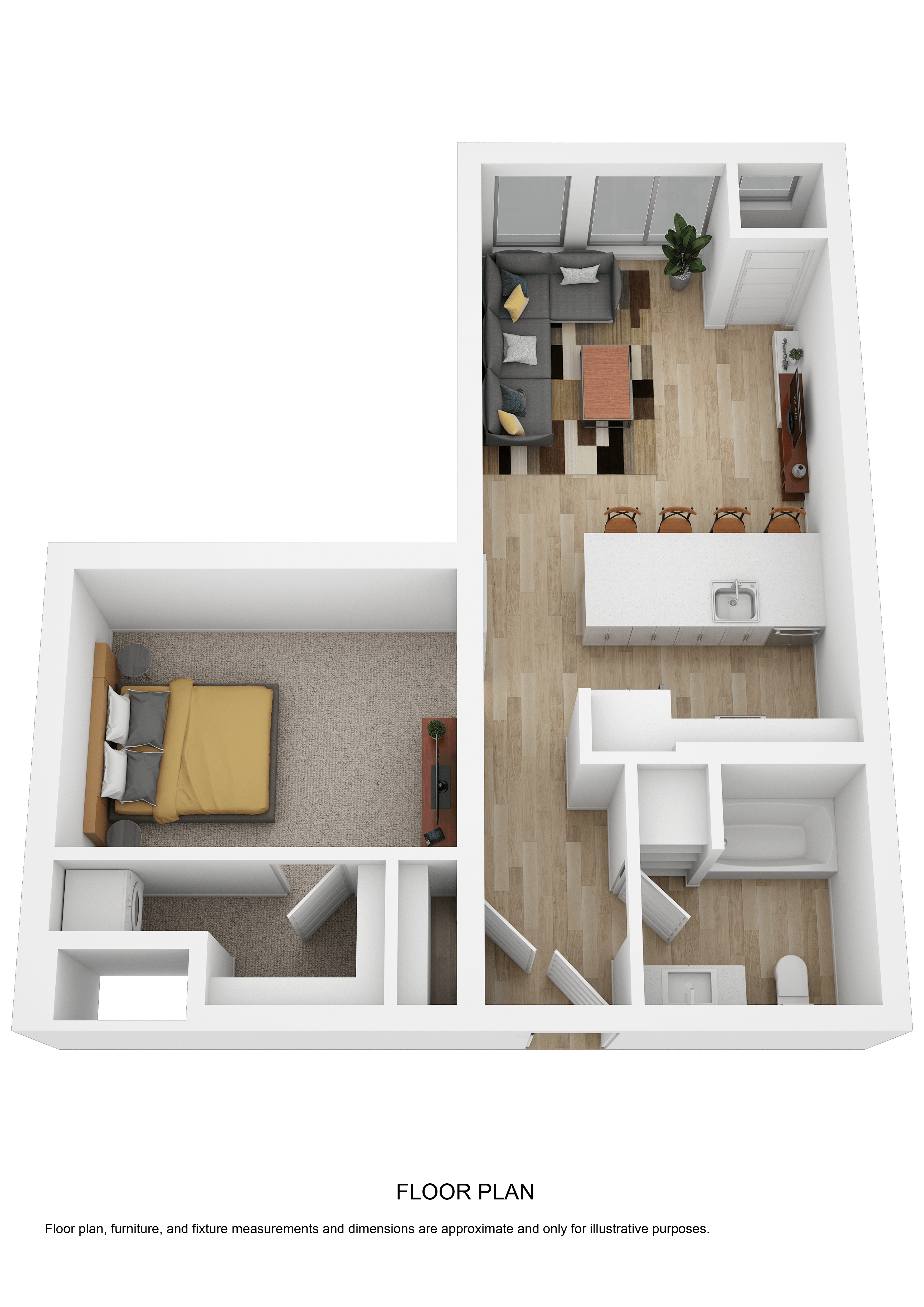 a floor plan of a room with a bedroom and a living room