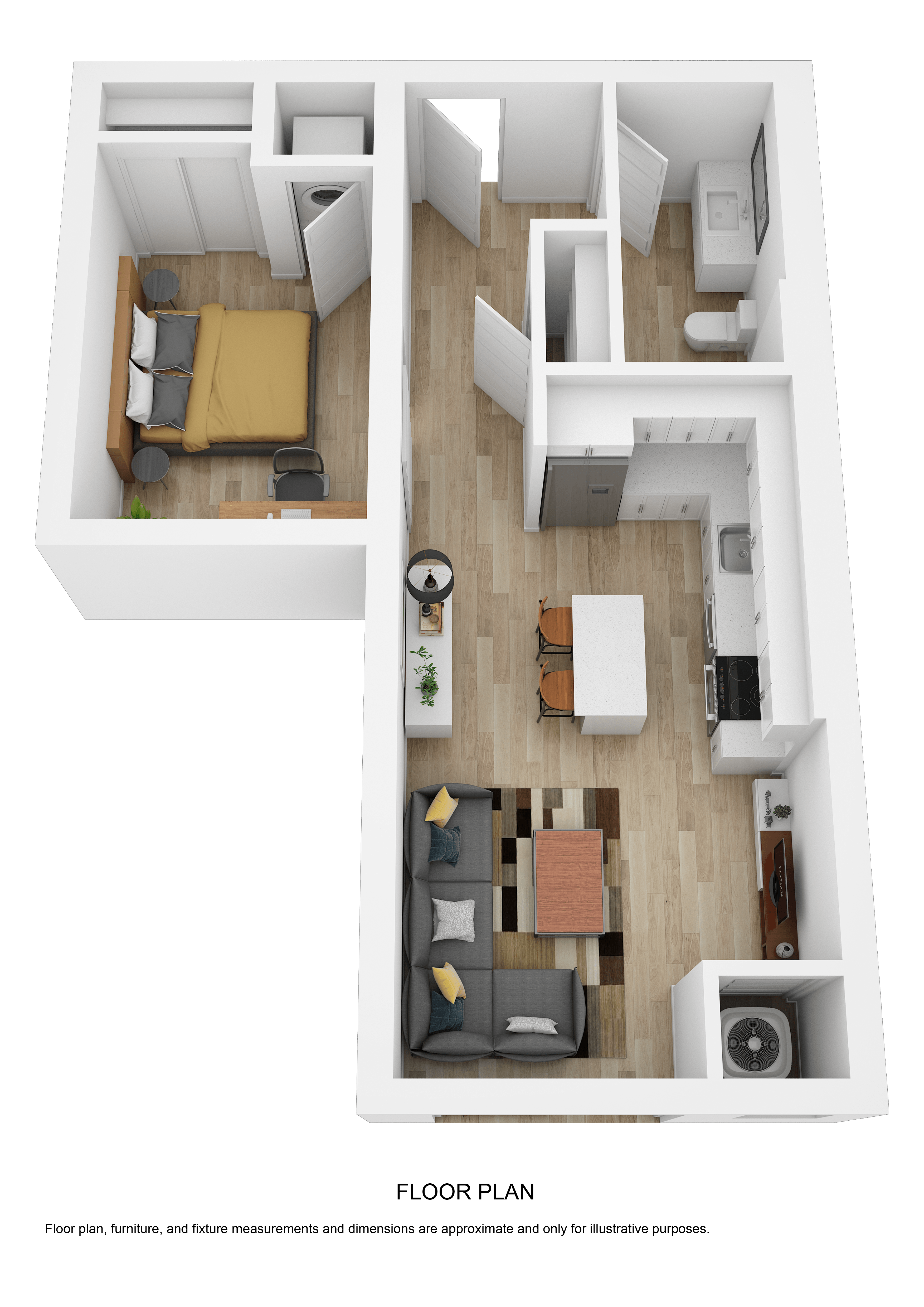 a 3 bedroom floor plan with a bathroom and a living room