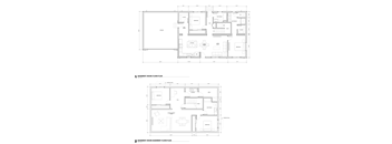 Two floor plans for a basement house showing the first and second floor layouts.